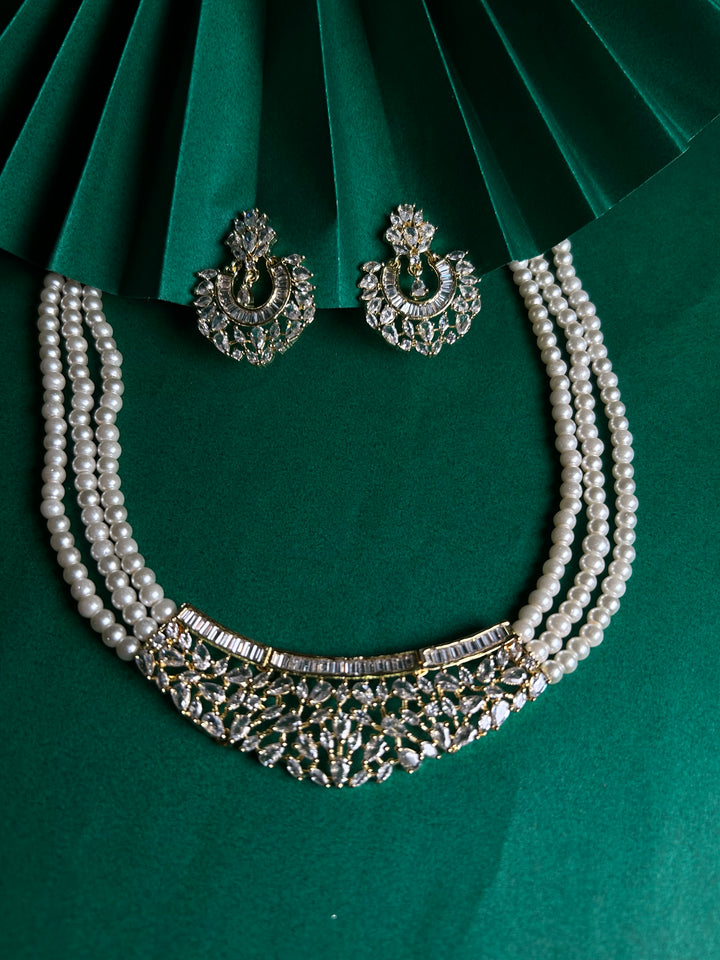 Antaara Diamond & pearl Necklace Earing Set