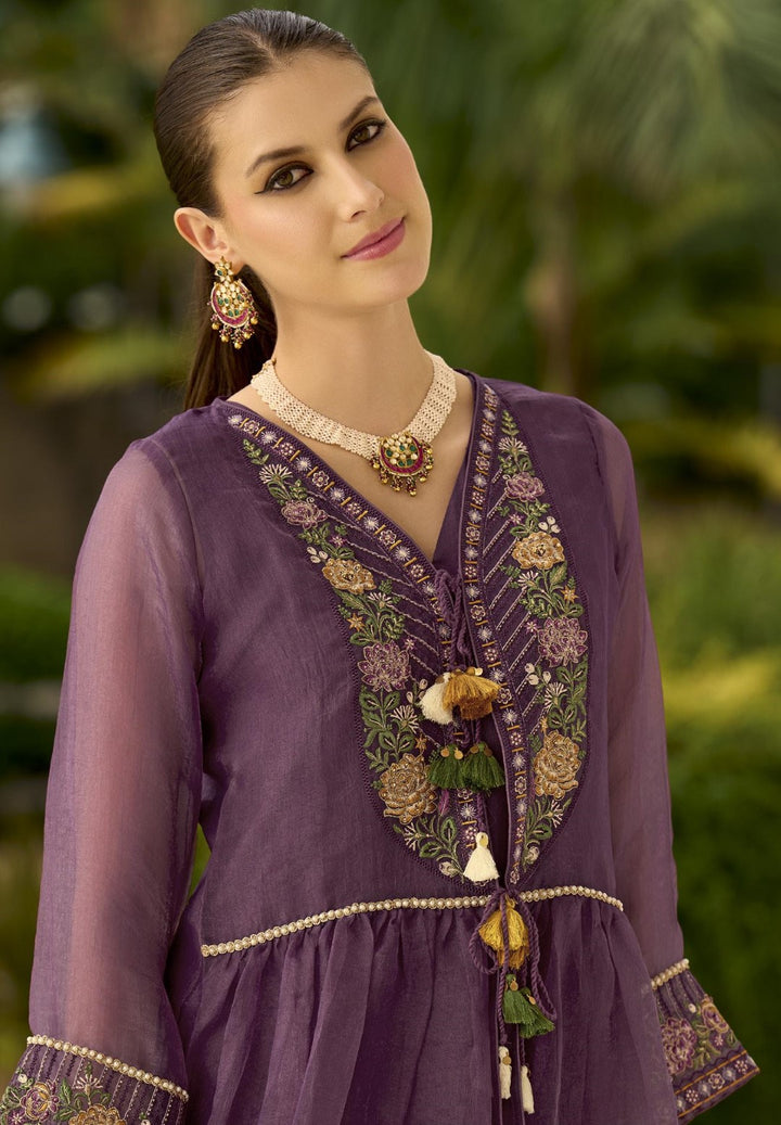 Prema orchid embroidery jacket suit set
