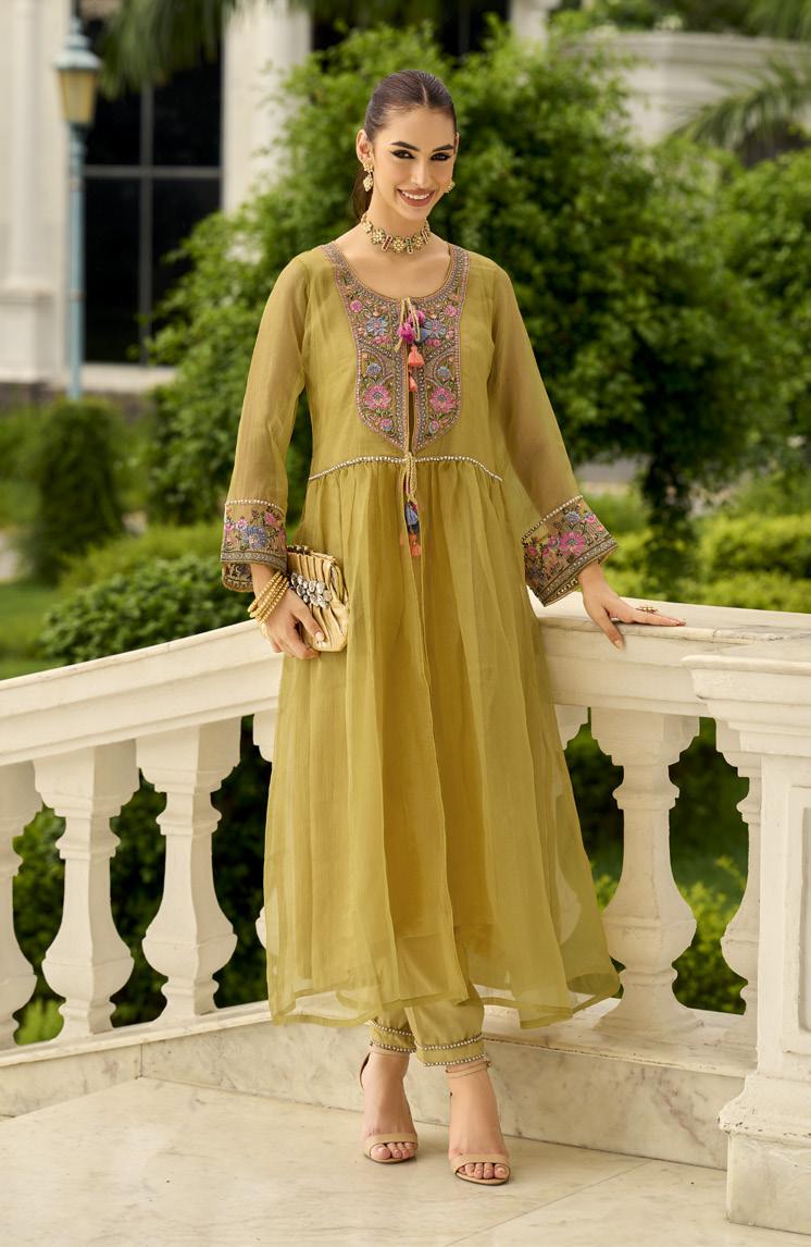 Prema sage embroidery jacket suit set