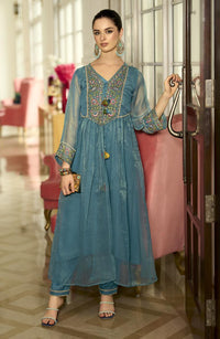 Prema hibis embroidery jacket suit set