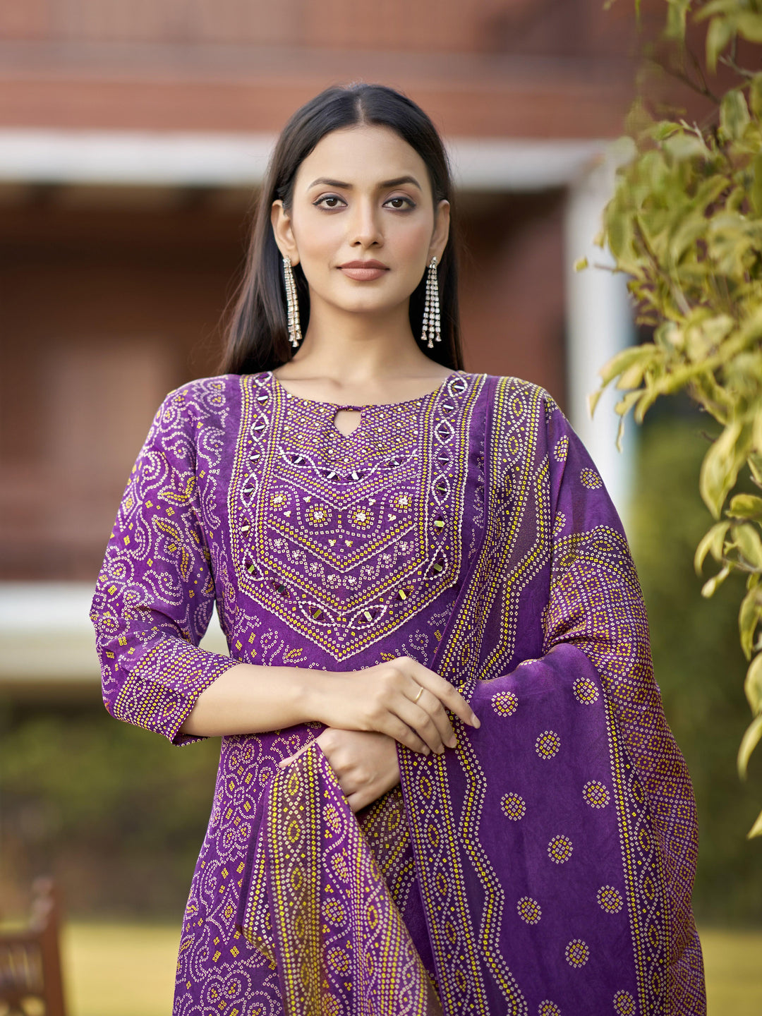 Malti Grape Printed Shimmer Suit Set