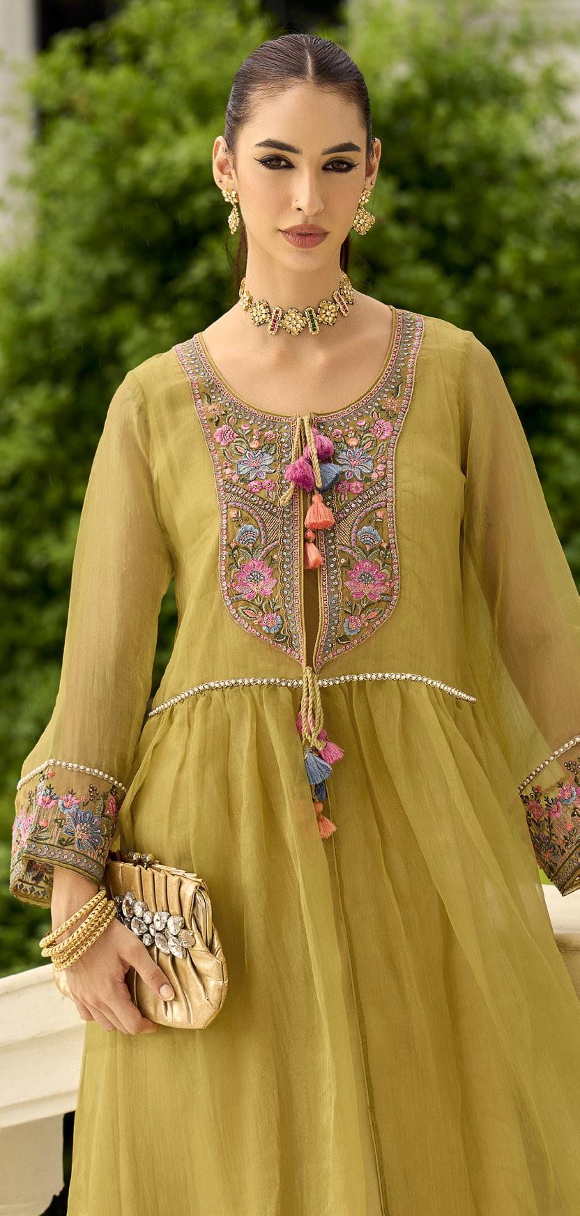 Prema sage embroidery jacket suit set