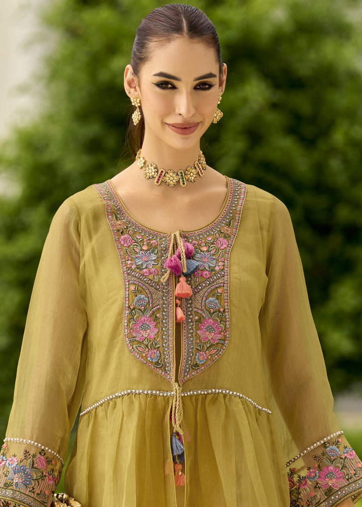 Prema sage embroidery jacket suit set
