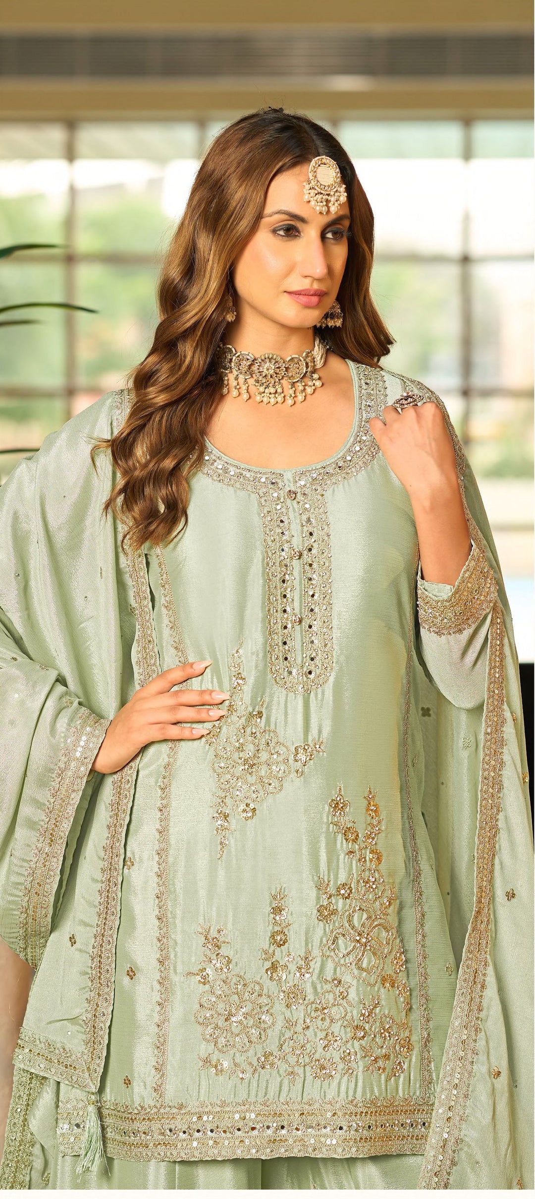 Tasuvre Fern Full Work Sharara Set