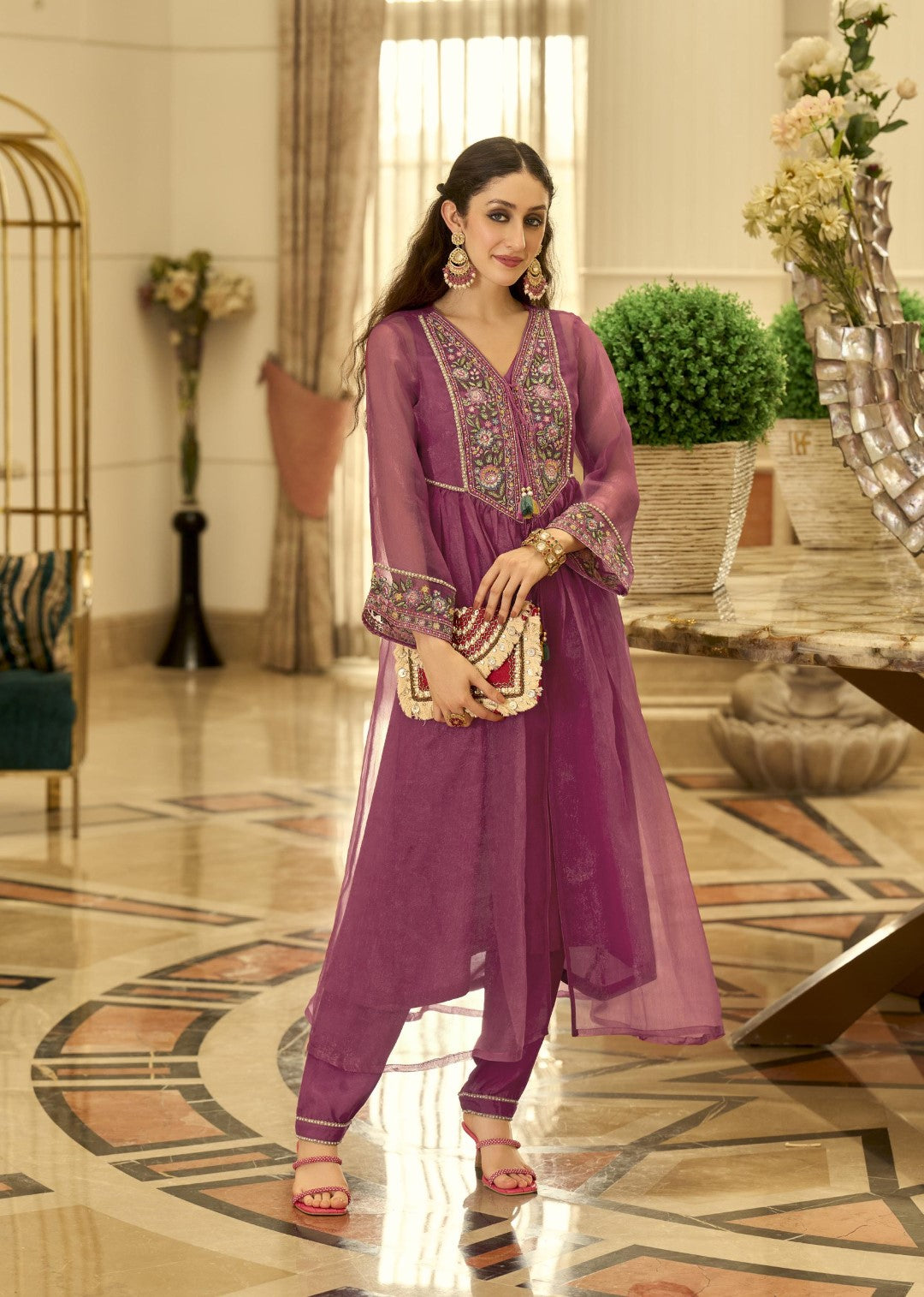 Prema blossom embroidery jacket suit set
