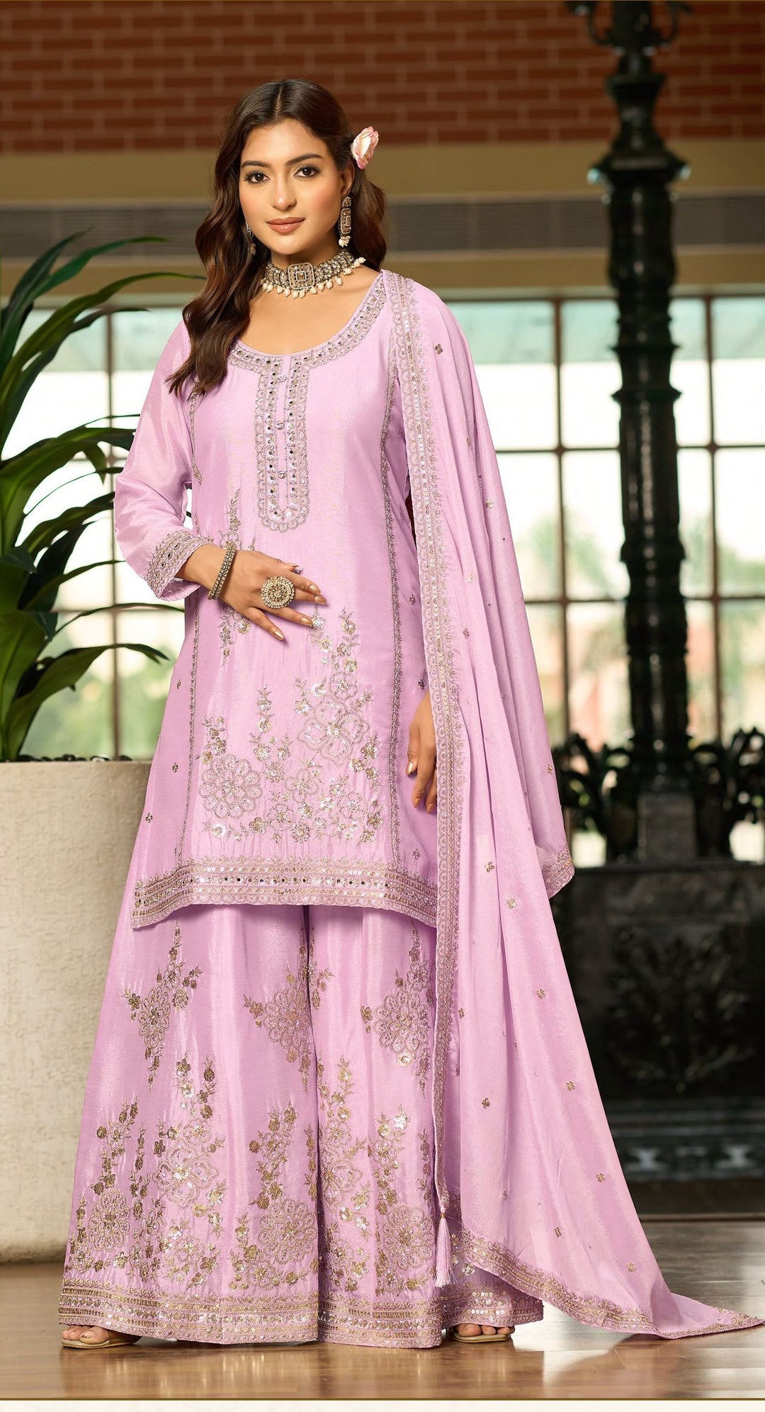 Tasuvre Rosy Full Work sharara set
