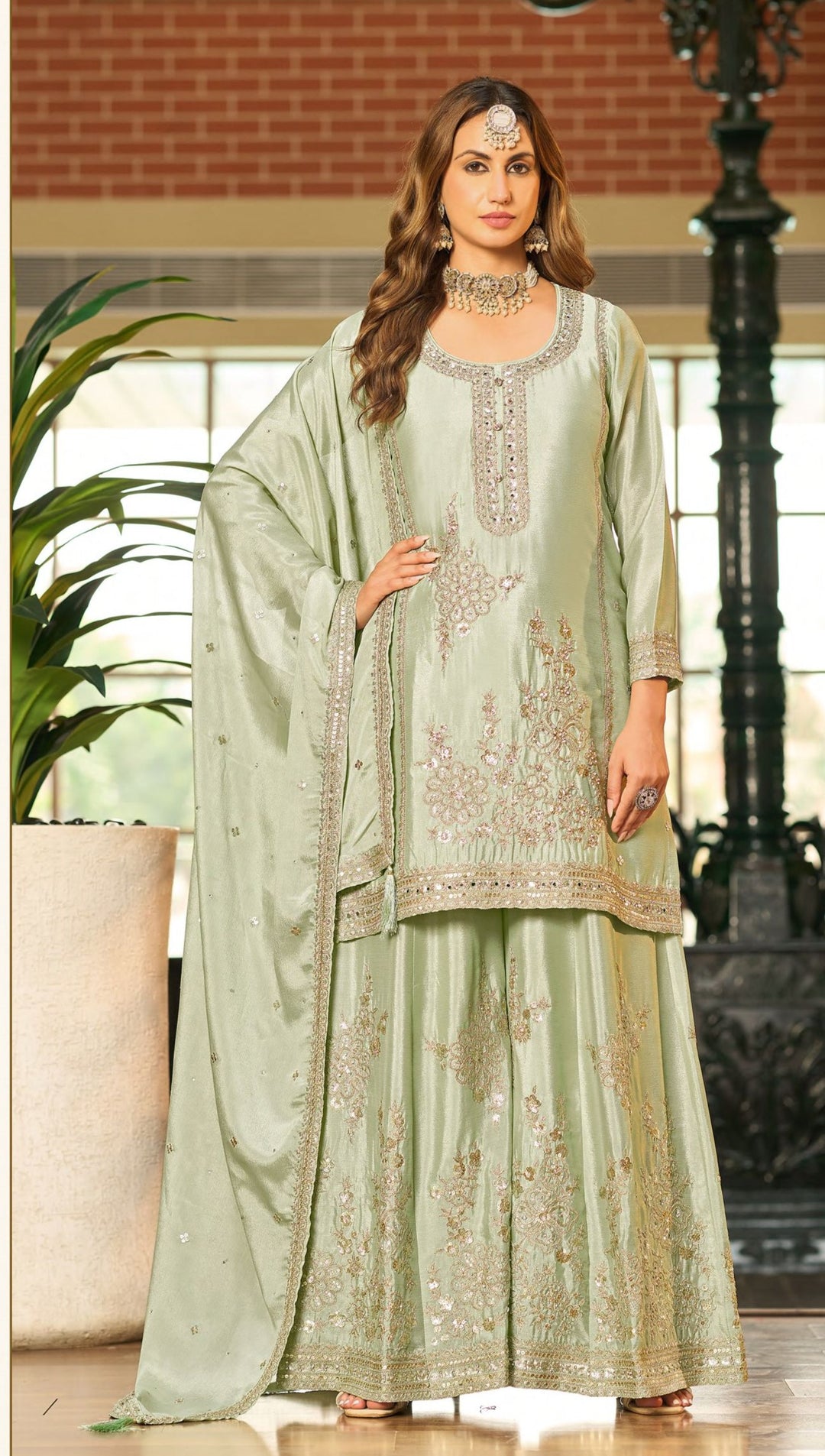 Tasuvre Fern Full Work Sharara Set