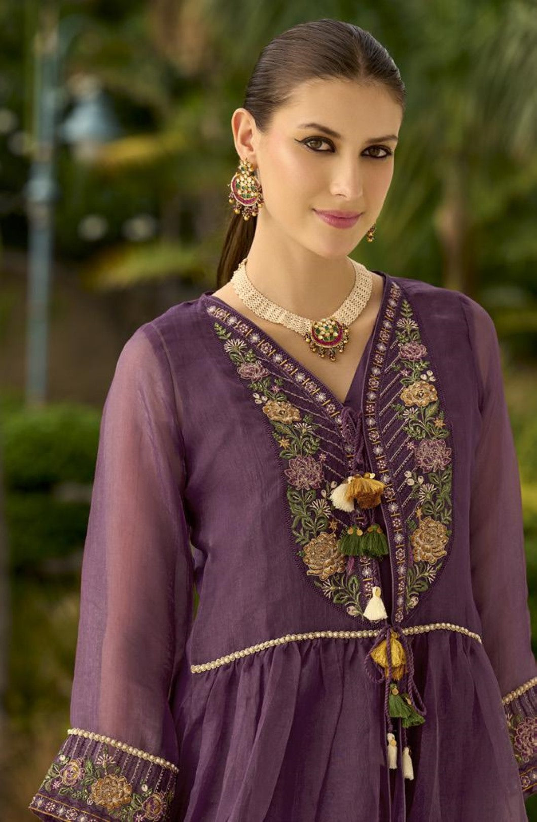 Prema orchid embroidery jacket suit set