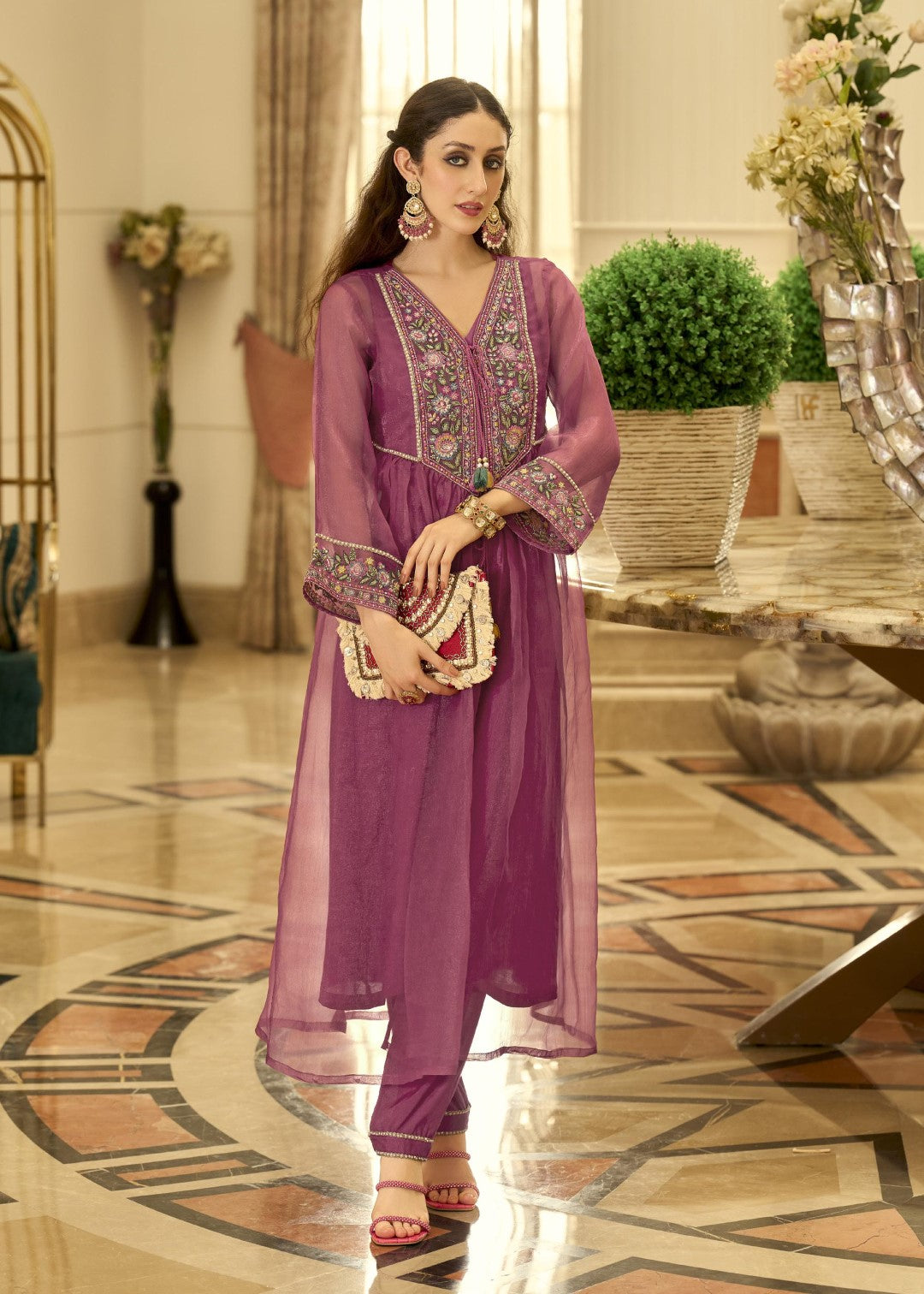 Prema blossom embroidery jacket suit set