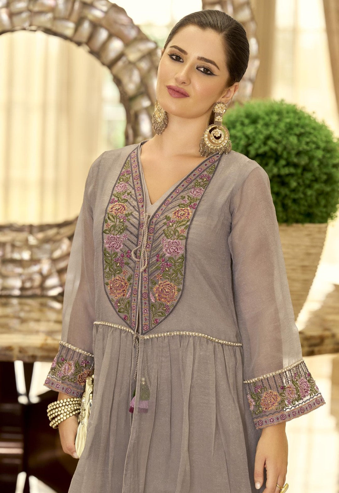 Prema stone embroidery jacket suit set
