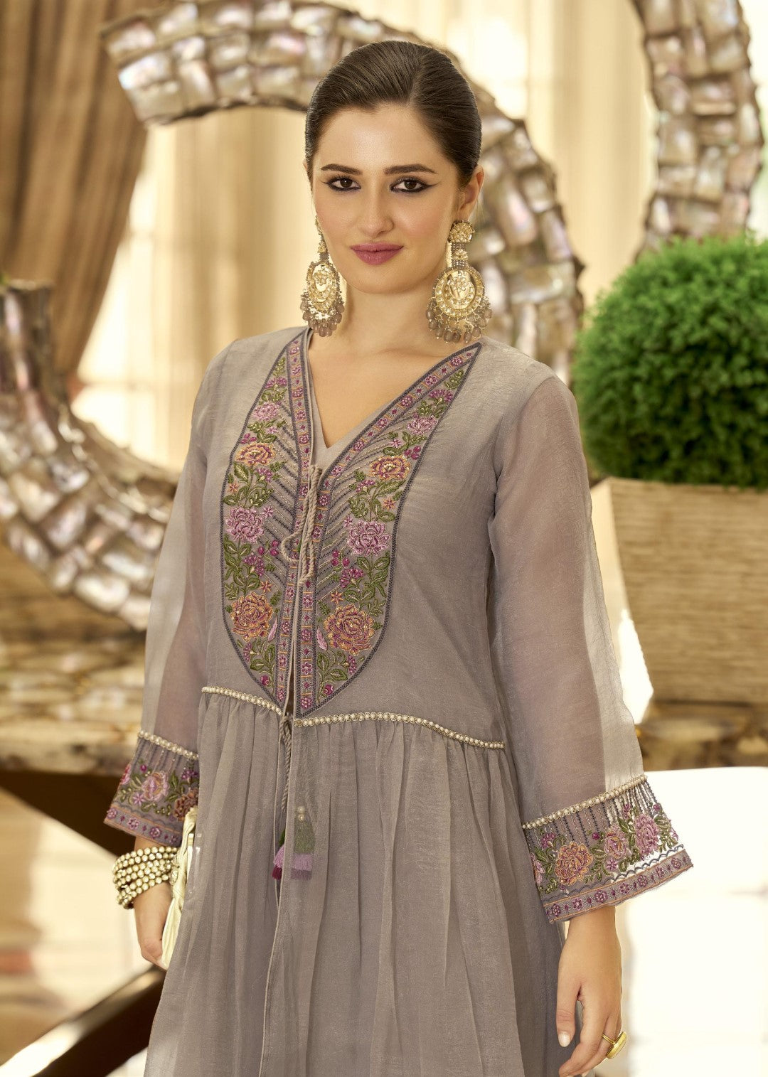 Prema stone embroidery jacket suit set