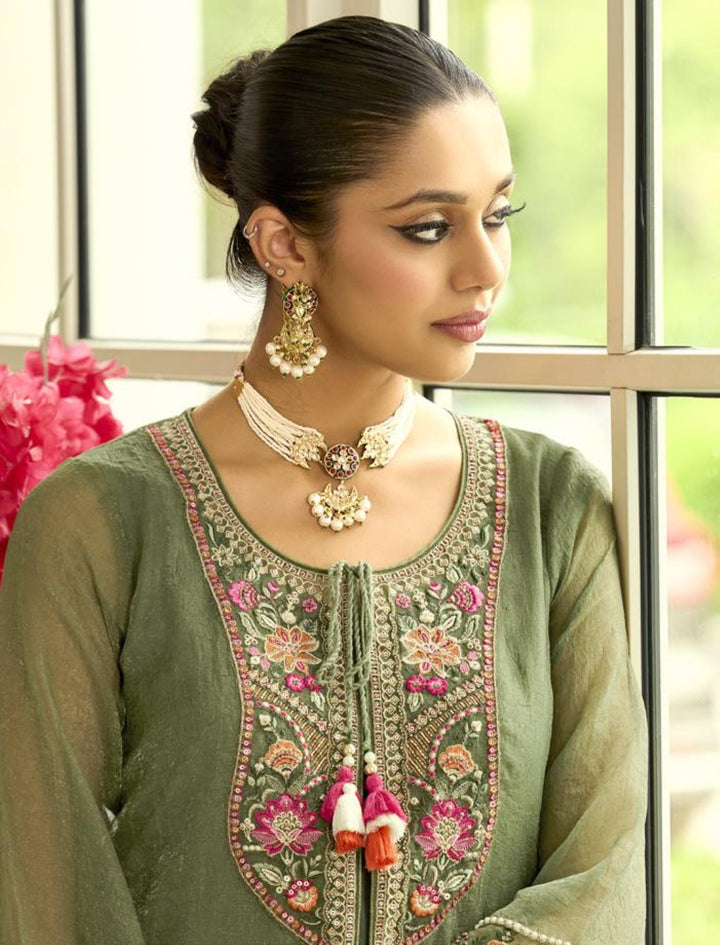 Prema fern embroidery jacket suit set