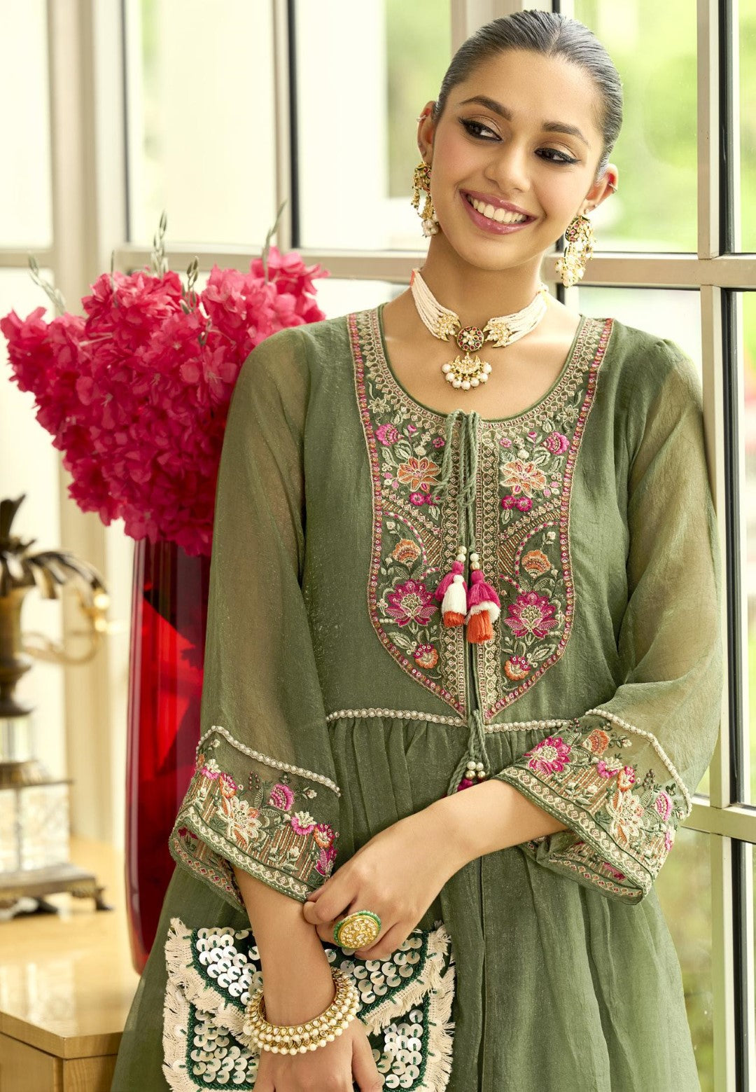 Prema fern embroidery jacket suit set