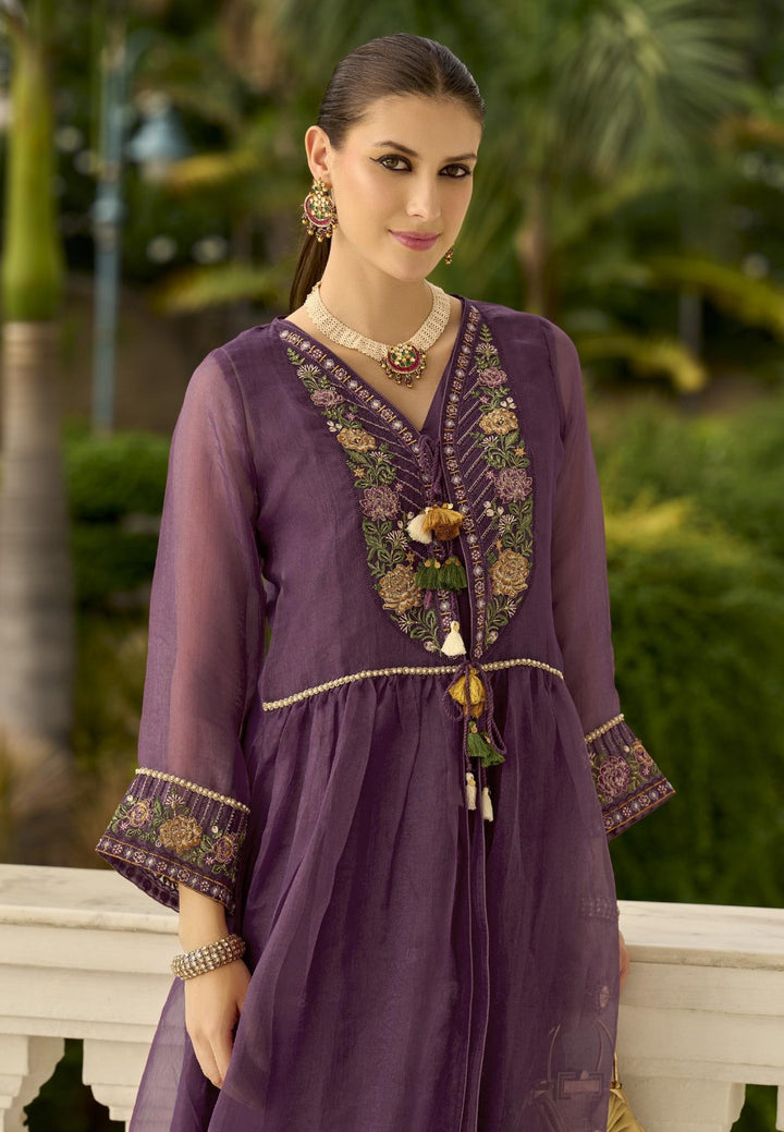 Prema orchid embroidery jacket suit set