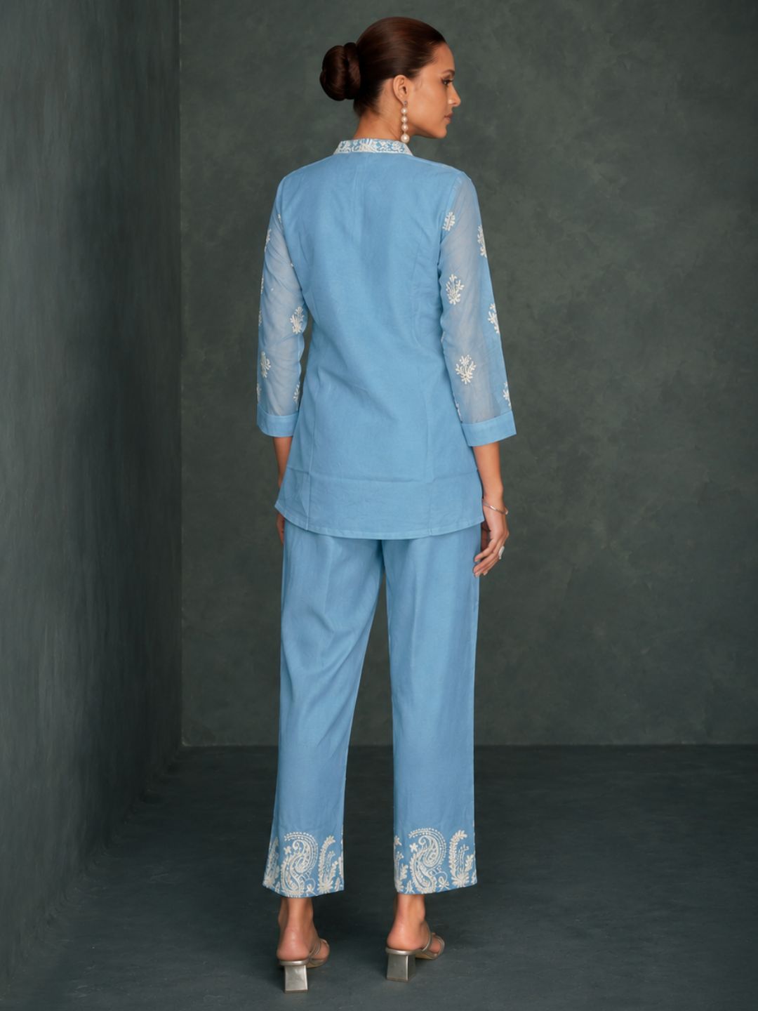 Saba SoftBlue Embroidered 3 pc Co-ord Set