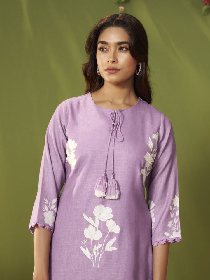 Itrh amethyst cotton linen suit set