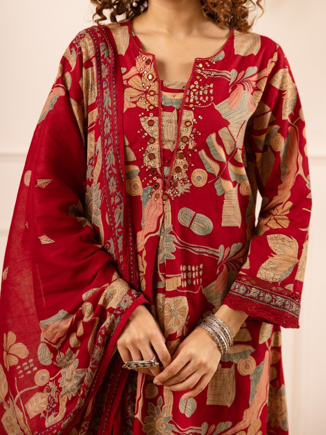 Karen Scarlet printed cotton suit set
