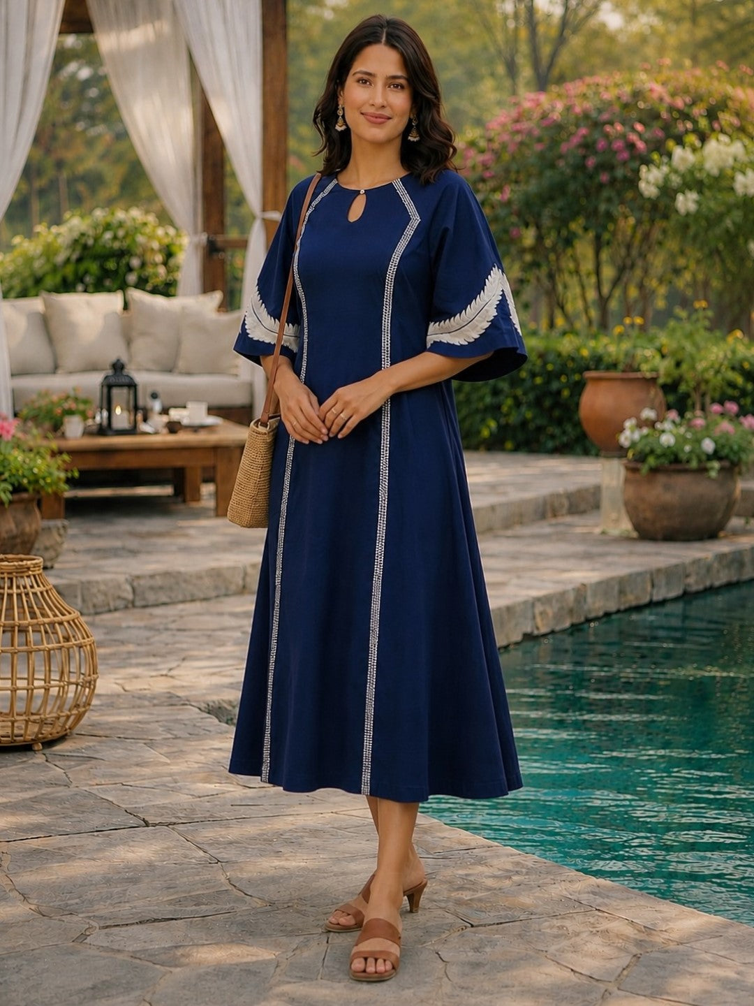 Slopi yin embroidery cotton dress