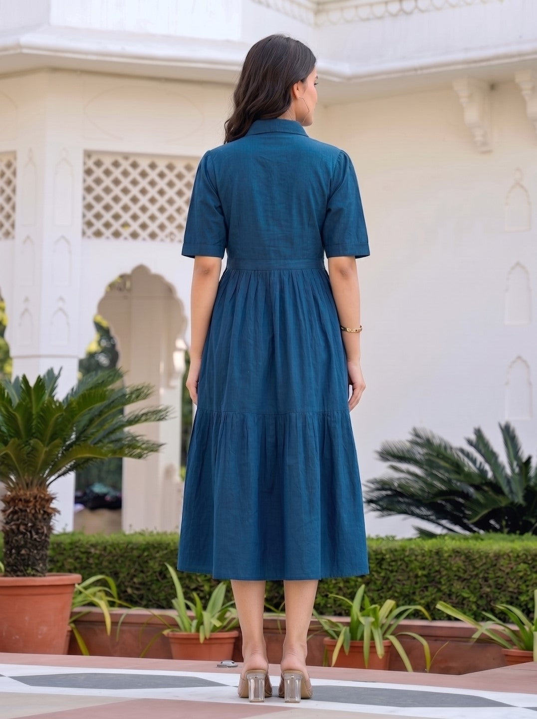 Esmera azure embroidery cotton dress