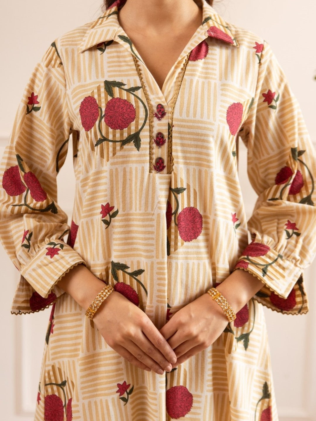 Karen sand Cotton kurta pant set