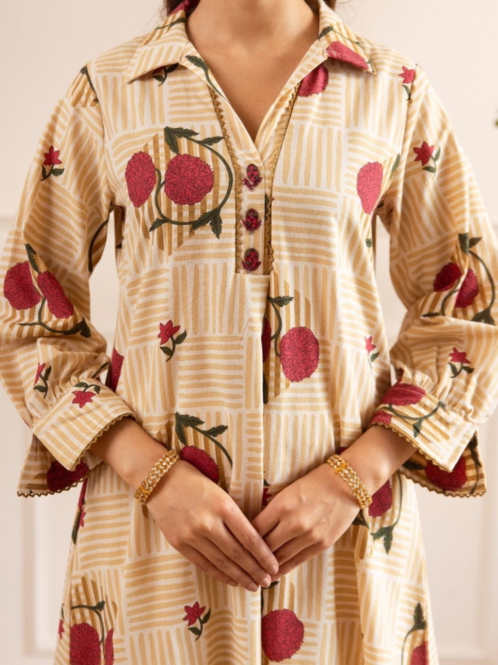 Karen sand Cotton kurta pant set
