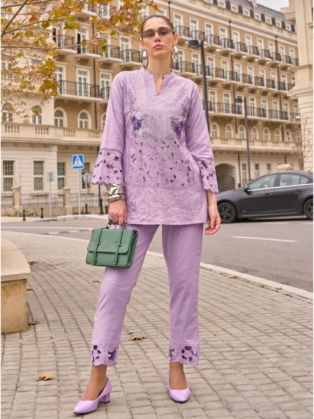 Anuja Orchid Embroidered Co-ord Set