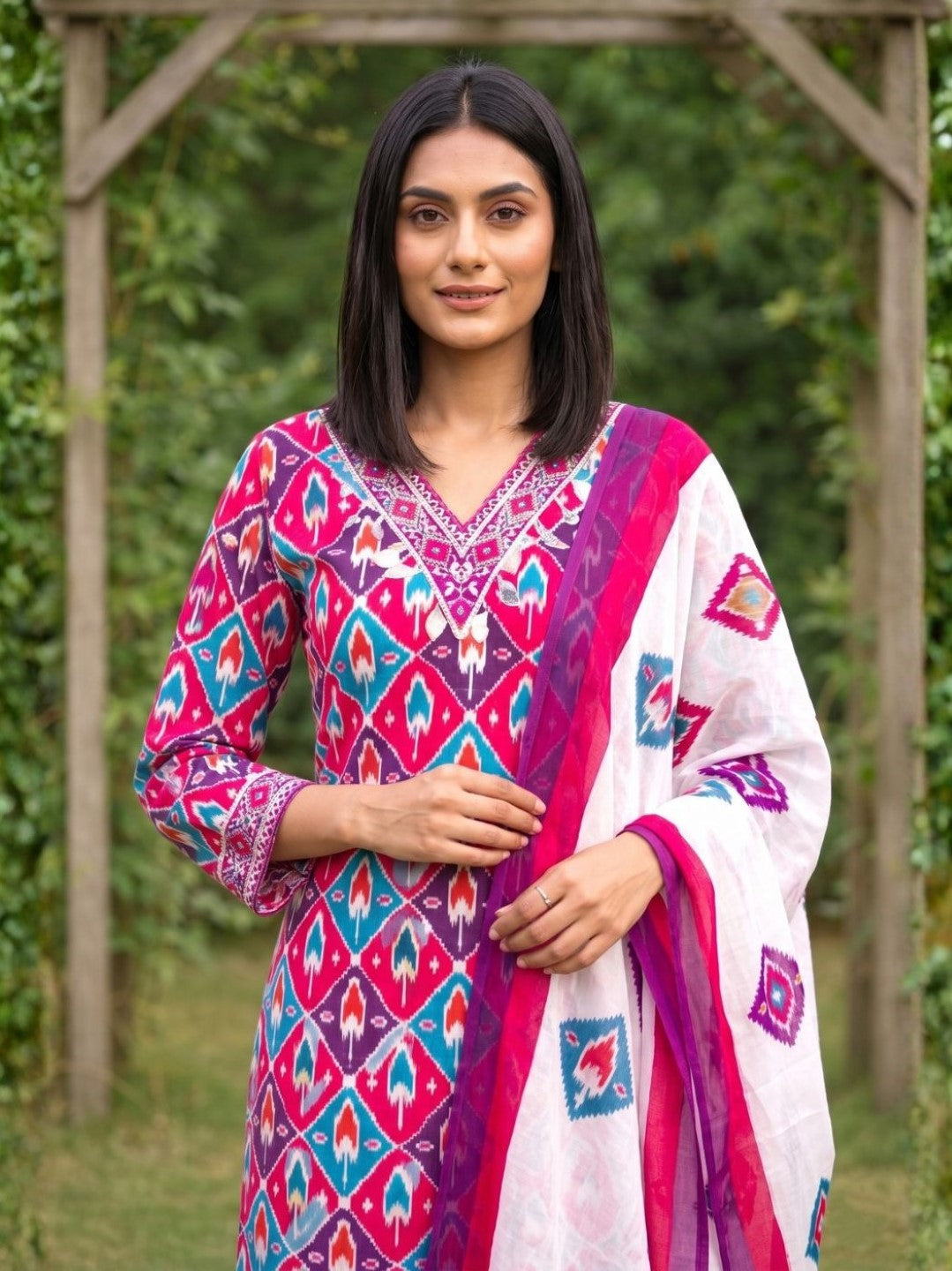 Aranya Ikat Print Premium Pure Cotton Suit Set