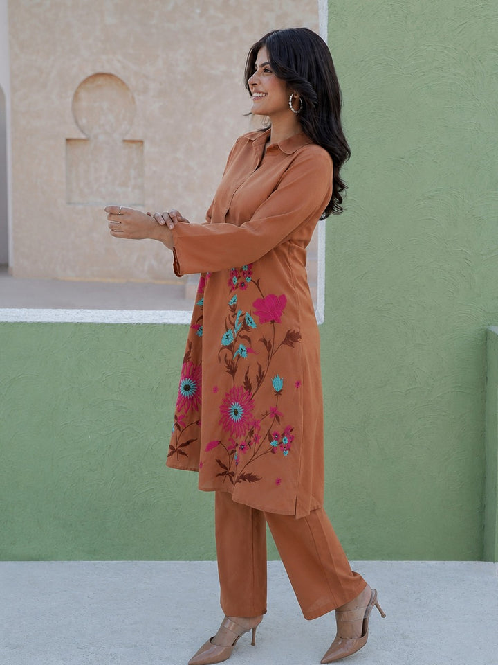 Viva toffee embroidery cotton co-ord set