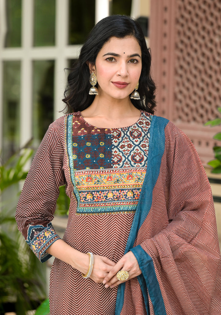 Aranya Walnut Pure Cotton Suit Set