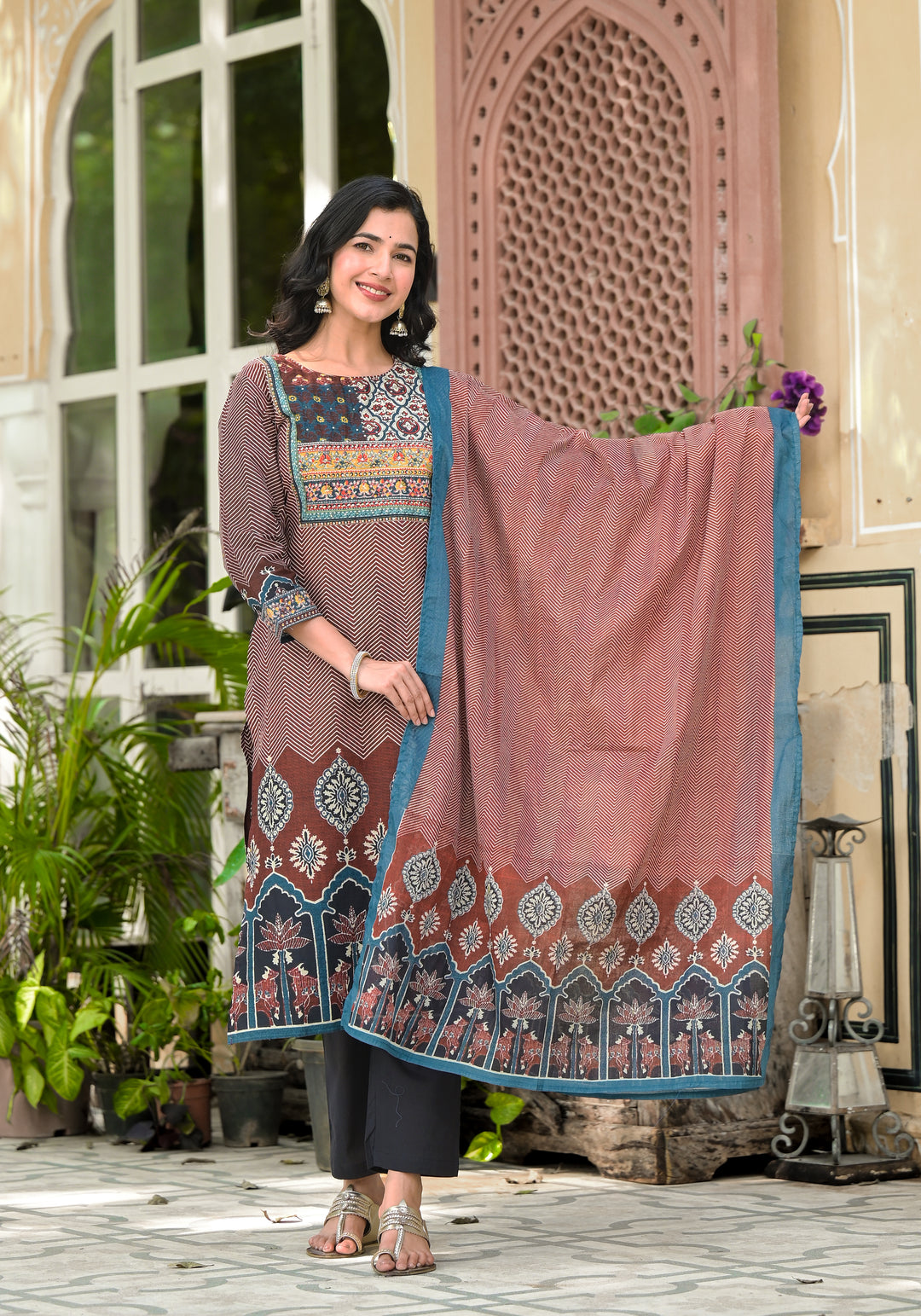 Aranya Walnut Pure Cotton Suit Set