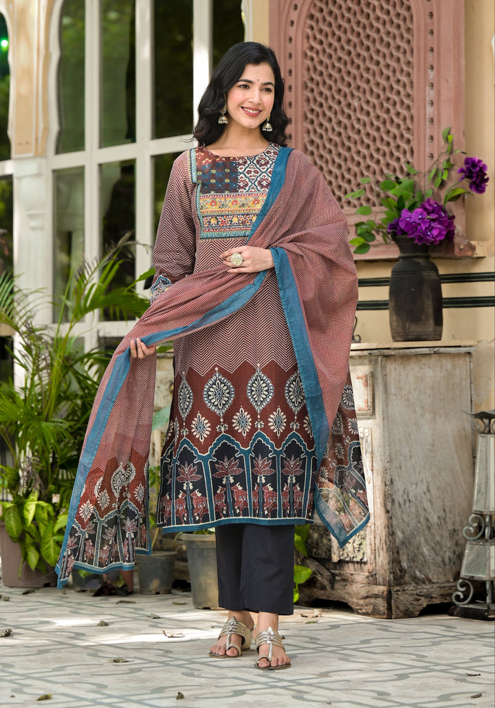 Aranya Walnut Pure Cotton Suit Set