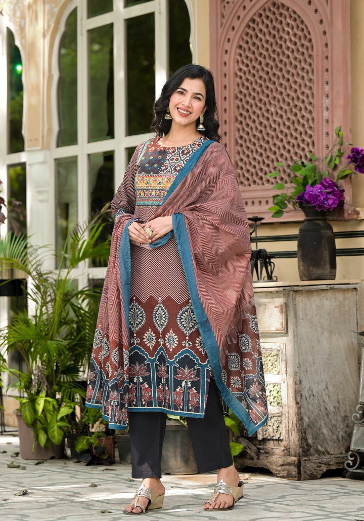 Aranya Walnut Pure Cotton Suit Set