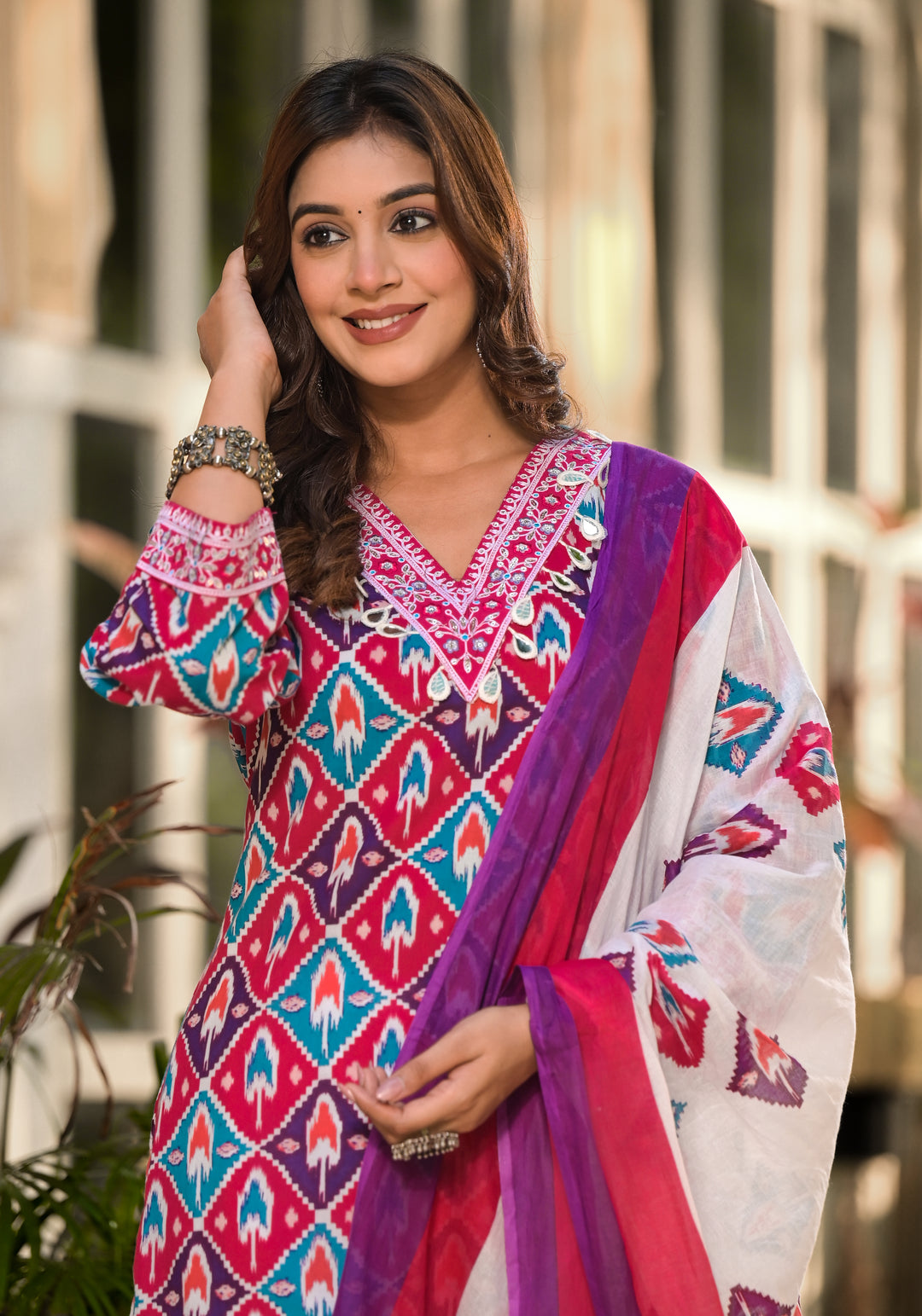 Aranya Ikat Print Premium Pure Cotton Suit Set