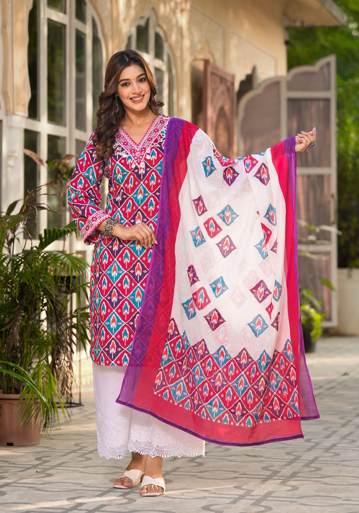 Aranya Ikat Print Premium Pure Cotton Suit Set