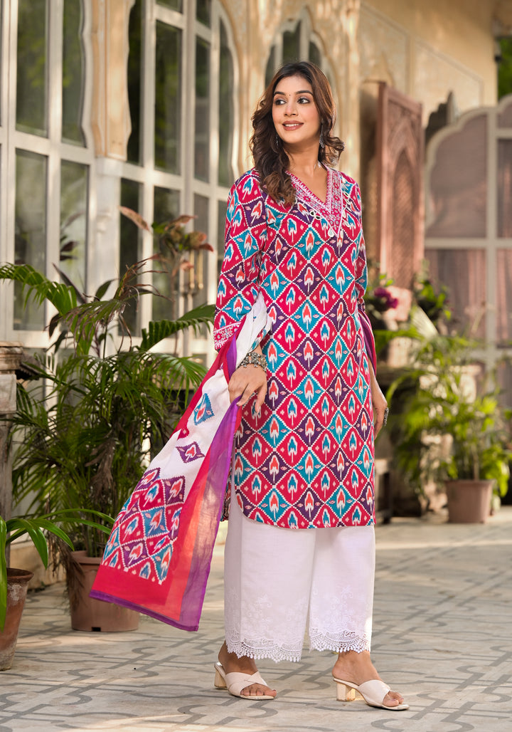 Aranya Ikat Print Premium Pure Cotton Suit Set