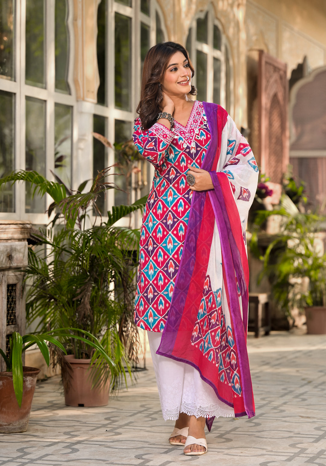 Aranya Ikat Print Premium Pure Cotton Suit Set