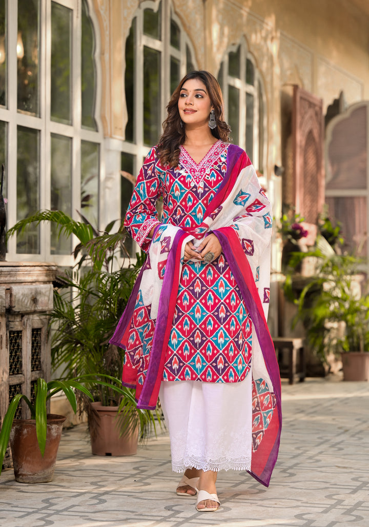 Aranya Ikat Print Premium Pure Cotton Suit Set