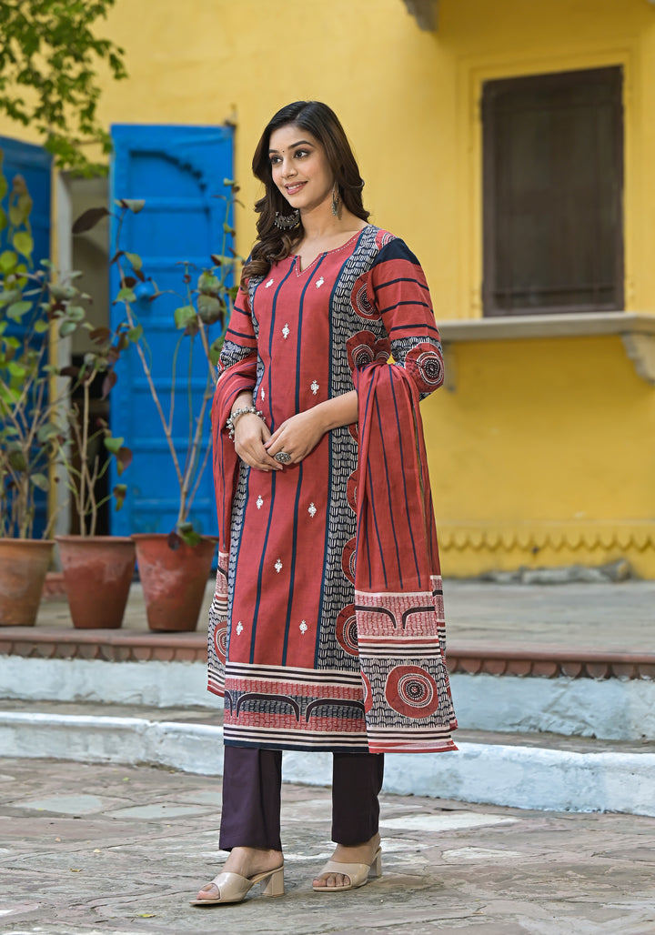 Bodhi brick Cotton Suit Set