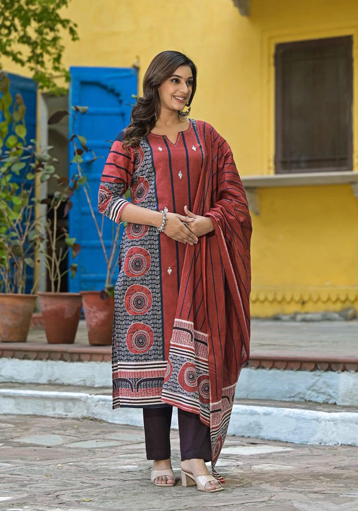 Bodhi brick Cotton Suit Set