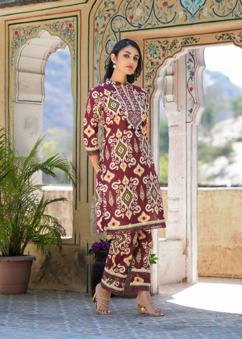 Aranya Jam ikat Print Cotton Co-ord Set