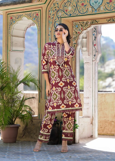 Aranya Jam ikat Print Cotton Co-ord Set