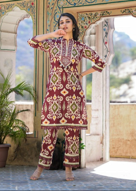 Aranya Jam ikat Print Cotton Co-ord Set