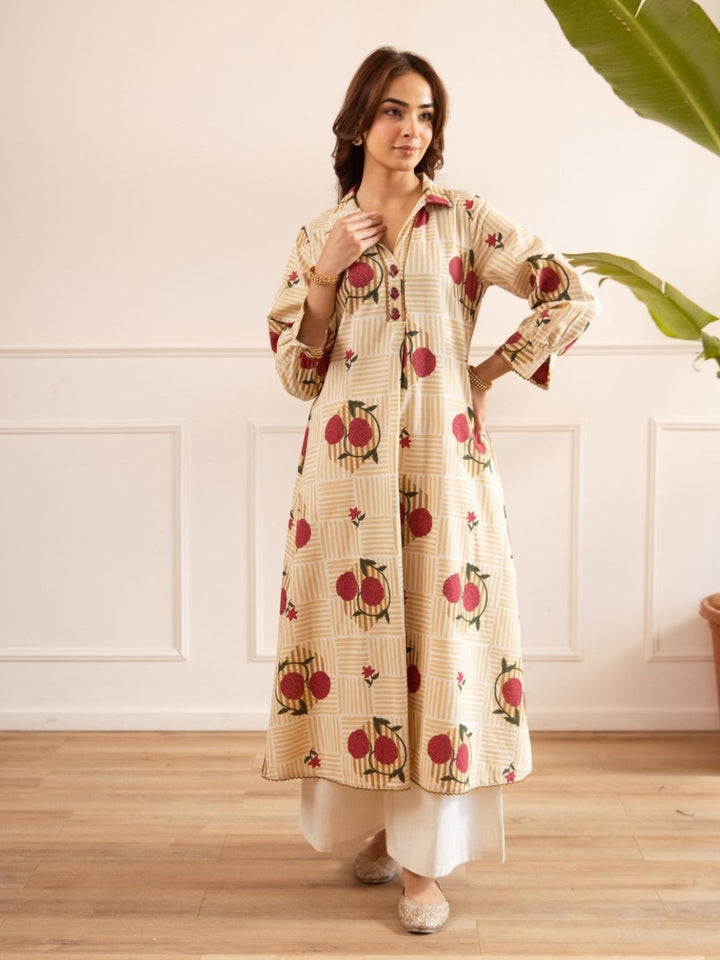 Karen sand Cotton kurta pant set