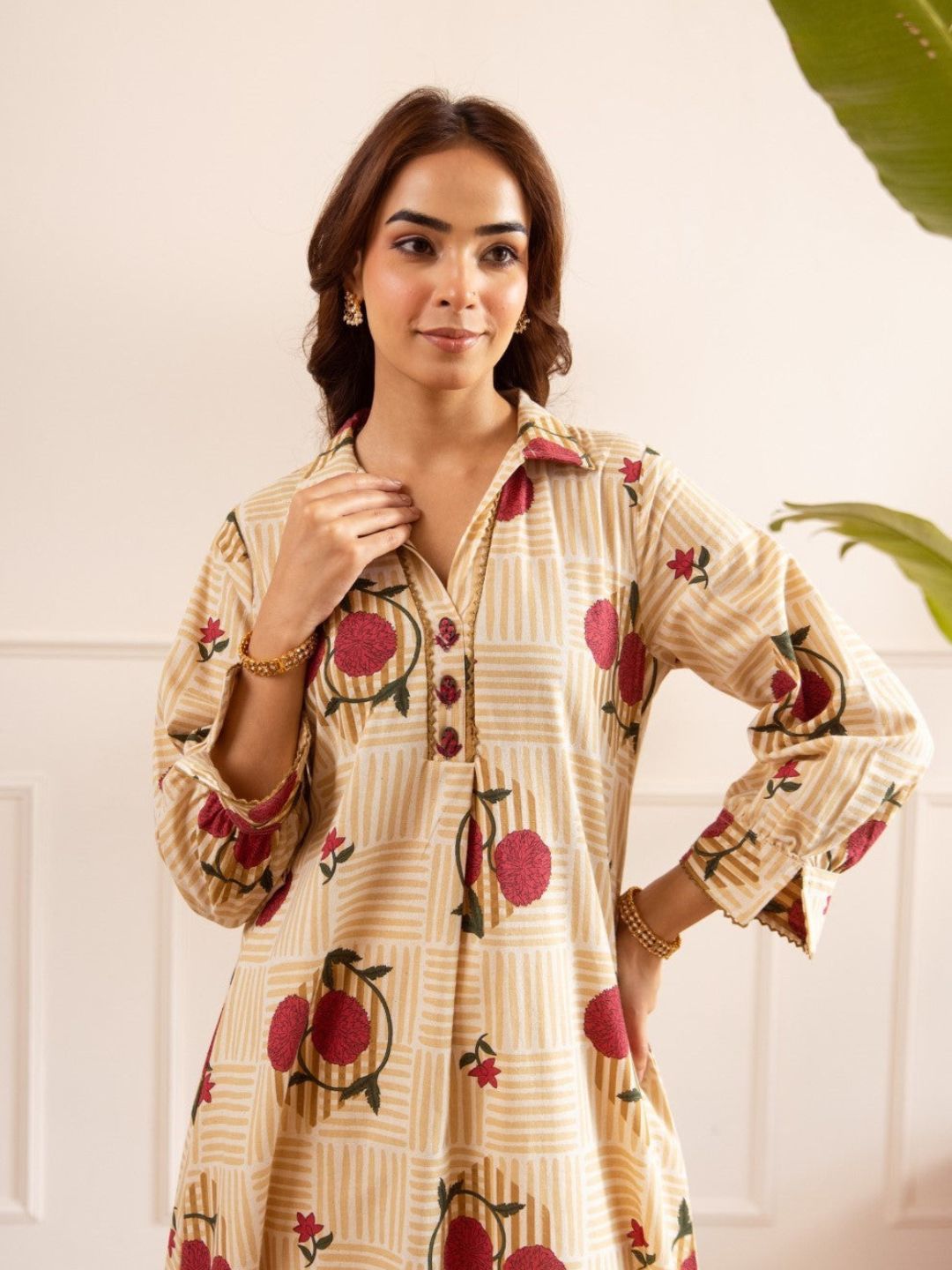 Karen sand Cotton kurta pant set