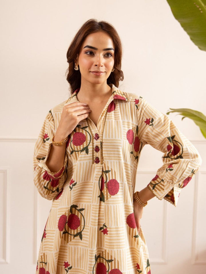 Karen sand Cotton kurta pant set