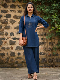 Prisha serul embroidery denim co-ord set