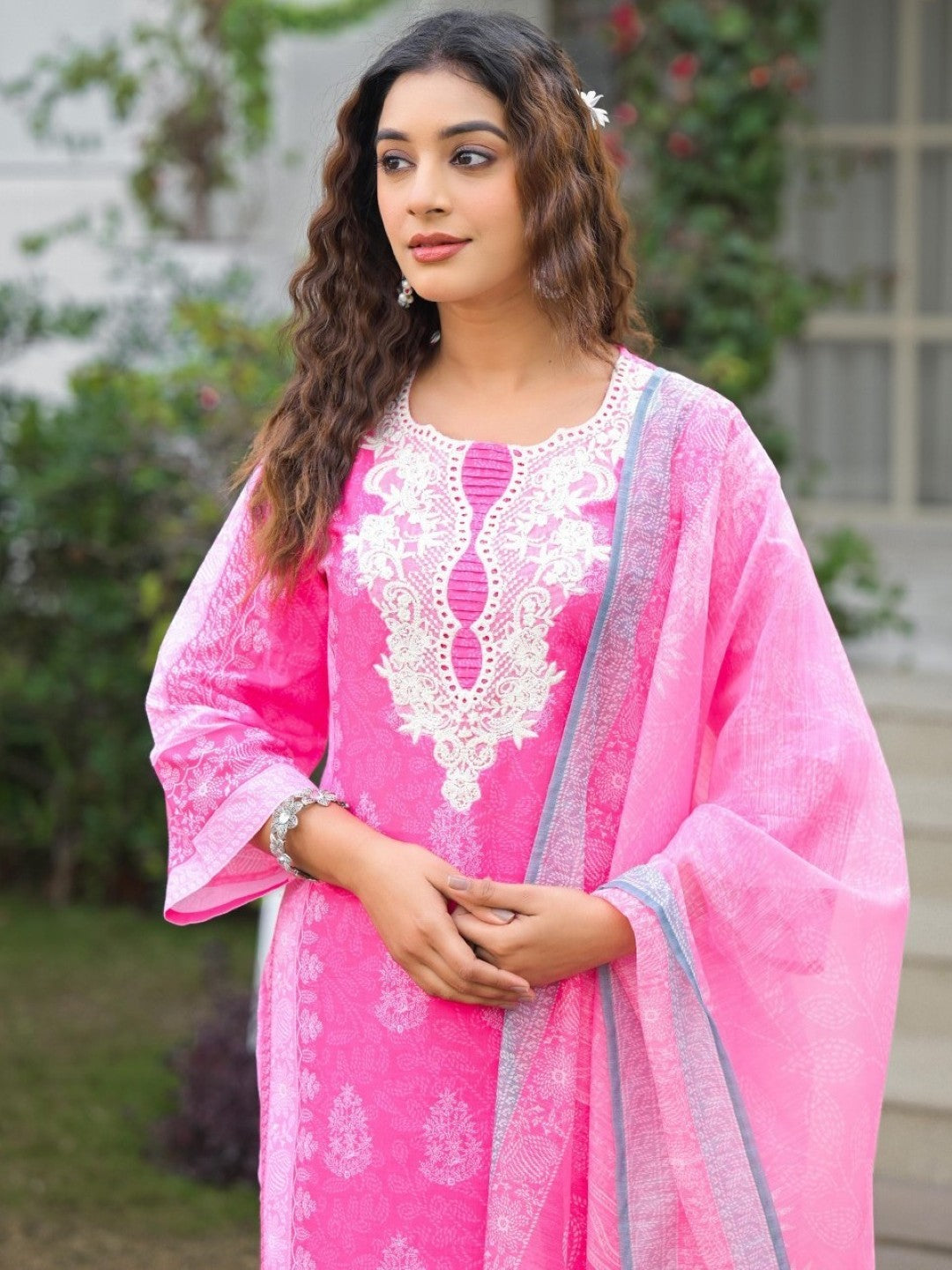 Tridhara Rose Cotton suit set