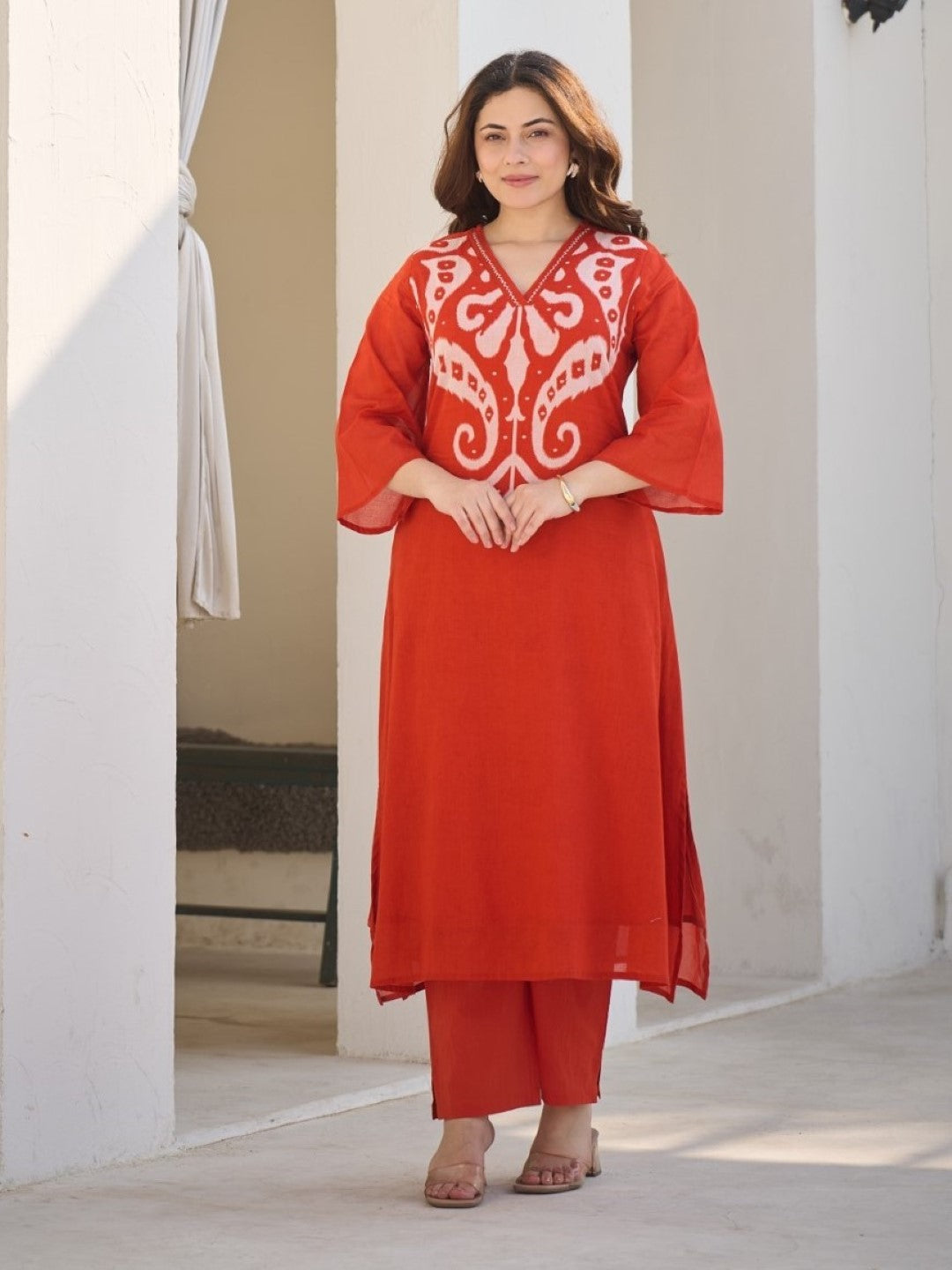 Tatva Apricot Cotton Kurta Pant set