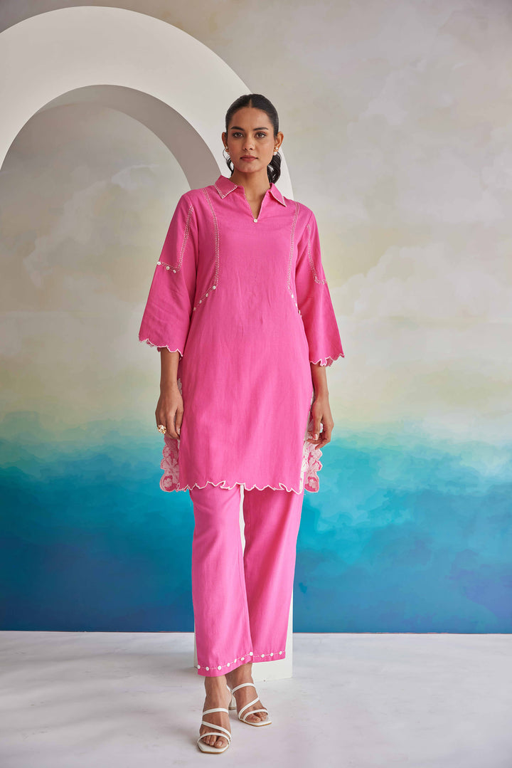 TUSHKI CANDY EMBROIDERY COTTON KURTA PANT SET