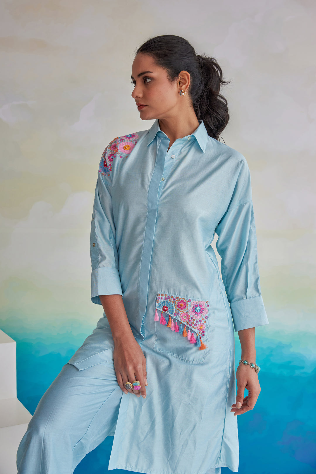 TUSHKI SoftBlue Cotton Co-ord Set